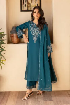 Feroza - 3 PC Embroidered Dress